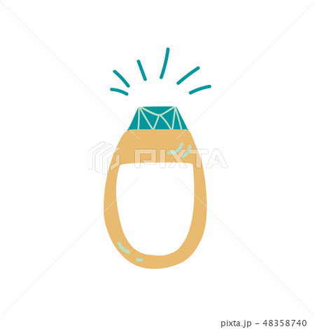 Gold Ring with Sparkling Stone, Fashion Jewelry Accessory Vector Illustration 48358740