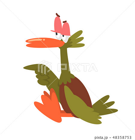 Self Confident Male Mallard Duck Pointing Its Wing, Funny Bird Cartoon Character Vector Illustration Self Confident Male Mallard Duck Pointing Its Wing, Funny Bird Cartoon Character Vector Illustration 48358753