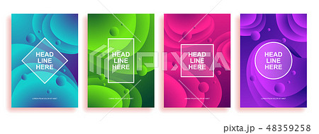A collection of colorful covers. Wavy shapes with gradient. 48359258
