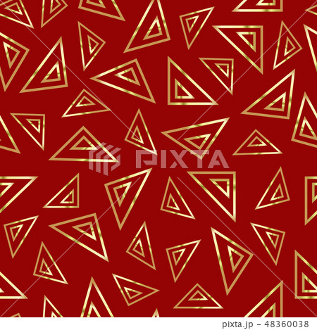 A pattern of repeating triangles on a red 48360038