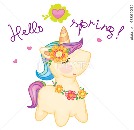 Vector cute baby unicorn cartoon. Vector cute baby unicorn cartoon. 48360059