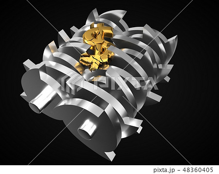 dollar dropped in shredder. economic crisis concept. 3d illustration. 48360405