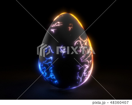 fracturing black egg in the dark. 3d illustration. 48360407