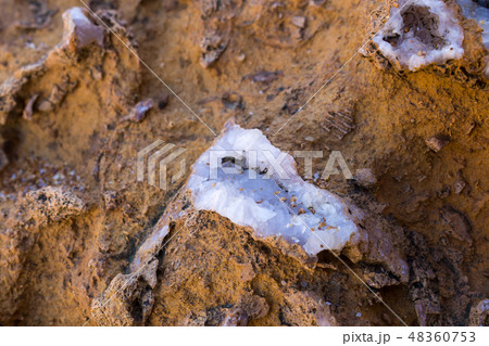 Detail of the salt crystals on the rock 48360753