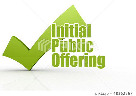 Initial Public Offering word with green checkmark 48362267