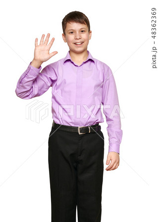 Boy posing on white background 48362369