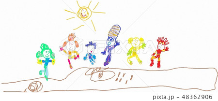 Children Drawing The Child Drew Different のイラスト素材
