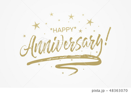 Happy Retirement card, banner. Beautiful greeting poster with calligraphy gold text word ribbon star 48363070