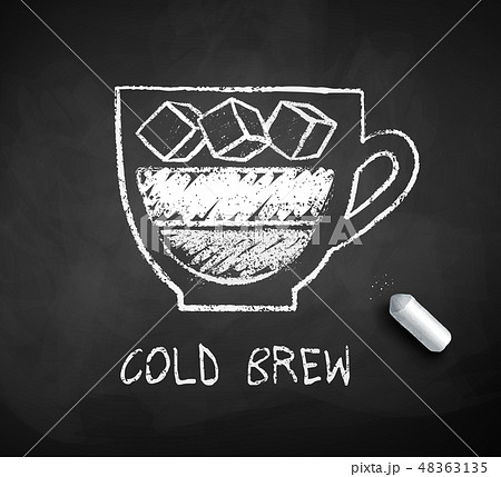 Vector black and white sketch of Cold Brew coffee 48363135