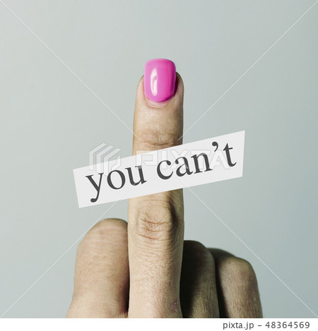 woman giving the finger and text you can not woman giving the finger and text you can not 48364569