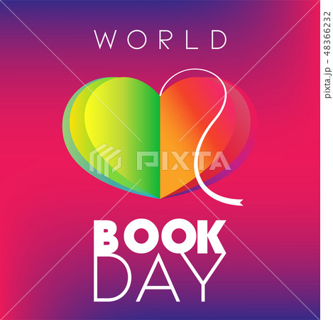 World Book Day poster with heart-shape open book 48366232