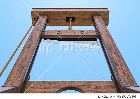 Guillotine, bottom view against blue sky 48367594