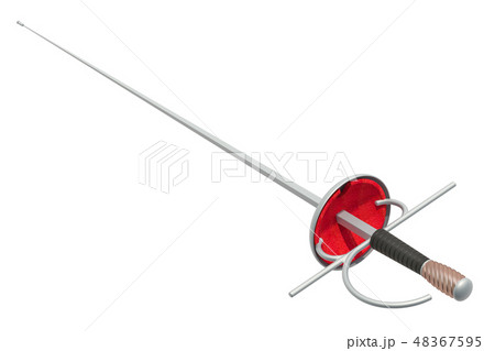 Foil fencing closeup, 3D rendering 48367595