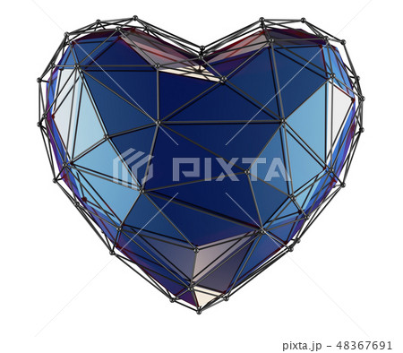heart made in low poly style blue color isolated on white background. 3d 48367691