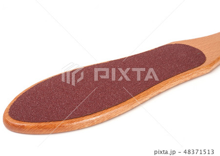 wooden double-sided grater for feet isolated on white background 48371513