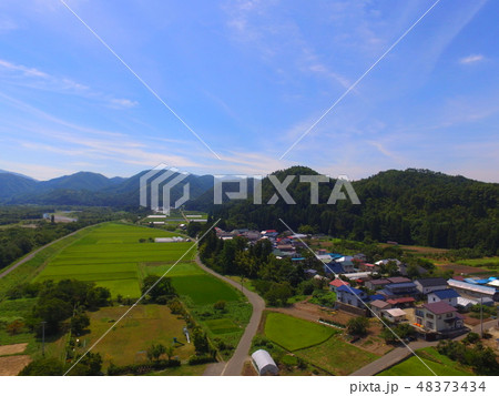 田園・道路・集落〜ドローンで空撮(福島県大沼郡会津美里町大石字家ノ下) 田園・道路・集落〜ドローンで空撮(福島県大沼郡会津美里町大石字家ノ下) 48373434