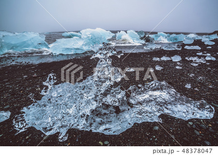 Icebergs on Diamond Beach in Iceland. Icebergs on Diamond Beach in Iceland. 48378047