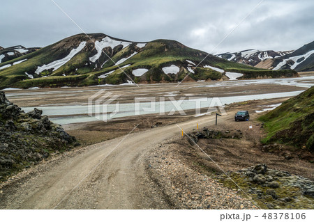 Road to Landmanalaugar on highlands of Iceland. Road to Landmanalaugar on highlands of Iceland. 48378106