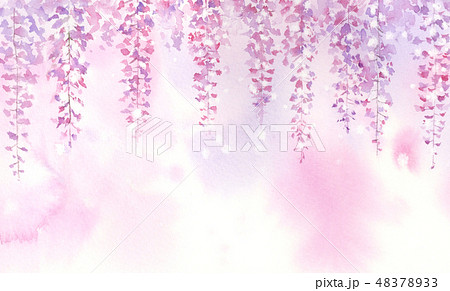 透明水彩で描く藤の花のイラスト素材 4733