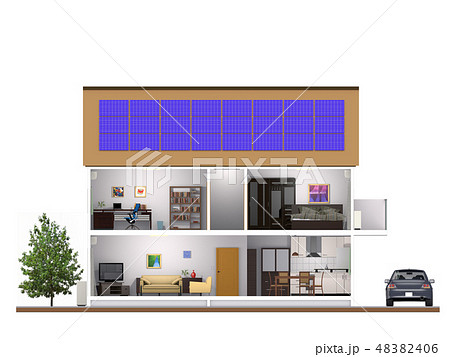 エコ　家　住居　戸建　ソーラーパネル 48382406