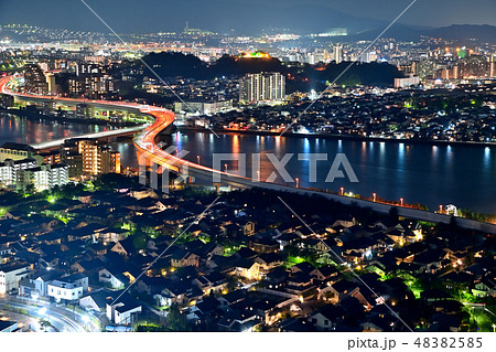 福岡市 夜の街並み 夜景展望 福岡市 夜の街並み 夜景展望 48382585