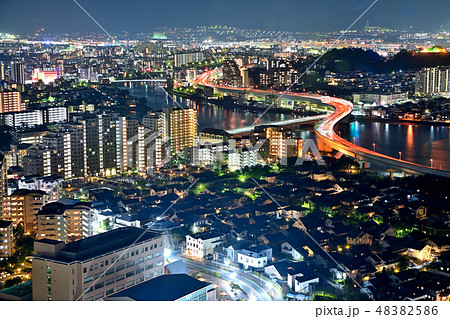福岡市 夜の街並み 夜景展望 福岡市 夜の街並み 夜景展望 48382586