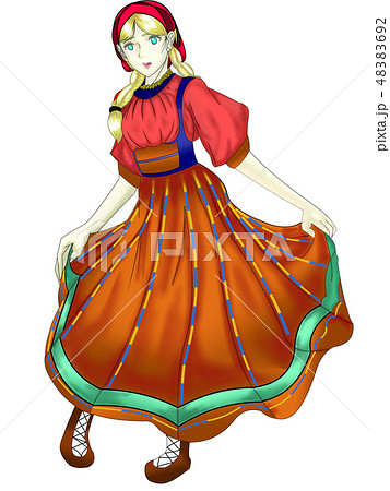 ロシア 民族衣装 オリジナル女性イラストのイラスト素材 4692