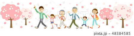 春桜三世代親子横並び 48384585