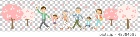 春桜三世代親子横並び 48384585