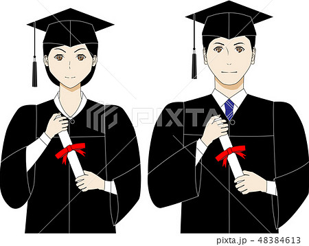 大学卒業式の男女のイラスト 48384613
