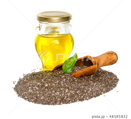 Chia oil with seed. 48385832
