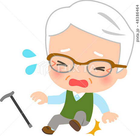 転ぶシニア男性 転ぶシニア男性 48386464