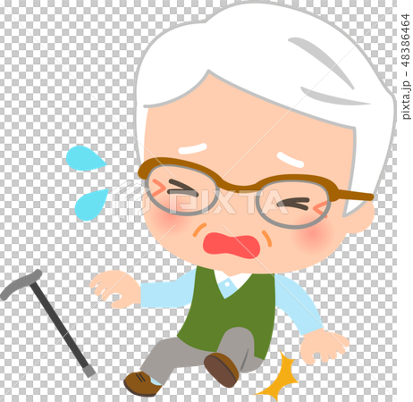 転ぶシニア男性 転ぶシニア男性 48386464