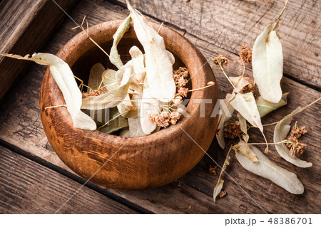 Herbs on wooden background 48386701