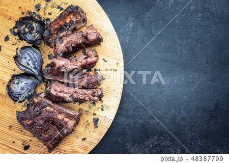 Barbecue caveman spare ribs St Louis  48387799