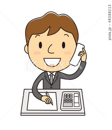 電話対応をしているオフィスの男性 イラスト クリップアートのイラスト素材 4813