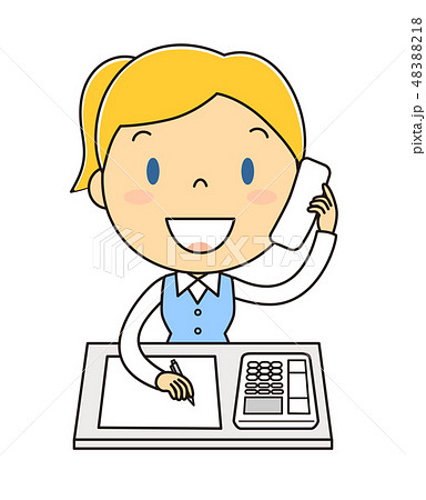 電話中の女性社員のイラスト素材 4818