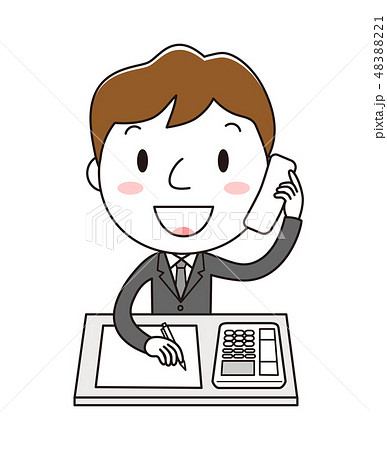 電話対応をしているオフィスの男性 イラスト クリップアートのイラスト素材 41