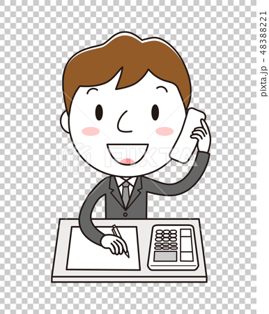 電話対応をしているオフィスの男性 イラスト クリップアートのイラスト素材 41