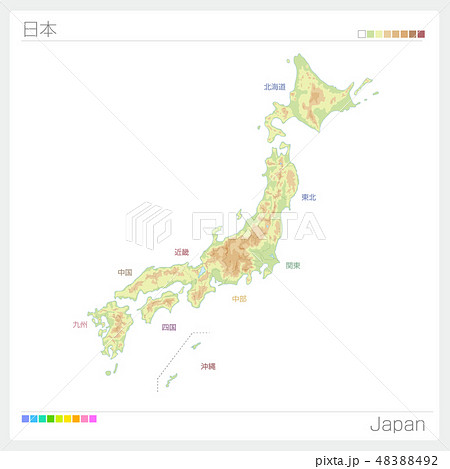 日本 日本地図 Japan Map 等高線のイラスト素材 4492