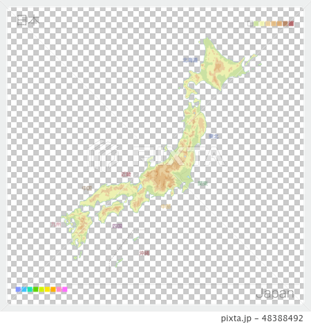 日本・日本地図・JAPAN MAP・等高線 48388492
