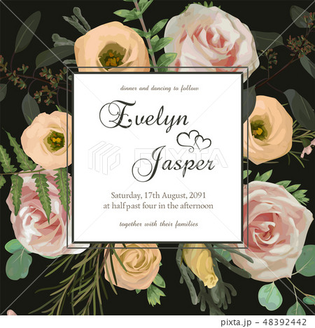 Wedding floral invitation, invite card. Vector 48392442