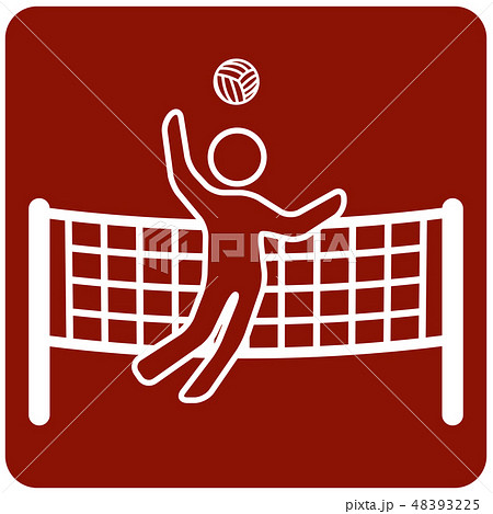 Stylized jumping volleyball player ready to spike the ball Stylized jumping volleyball player ready to spike the ball 48393225