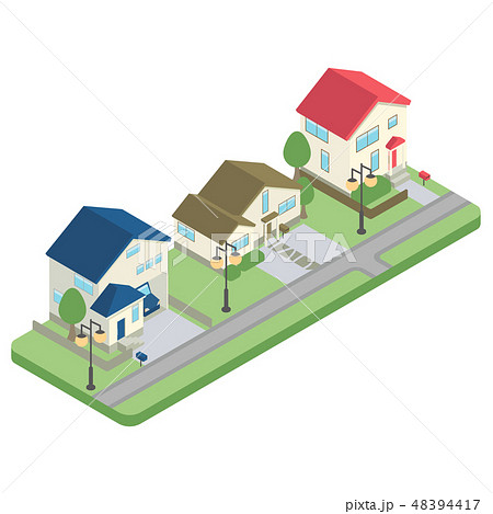 一戸建て住宅　アイソメトリック 48394417