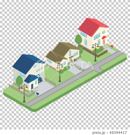 一戸建て住宅　アイソメトリック 48394417