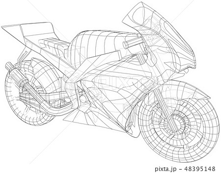 Sports bike technical wire-frame. EPS10 format. Vector created of 3d 48395148