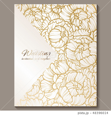 Antique royal luxury wedding invitation, gold 48396014
