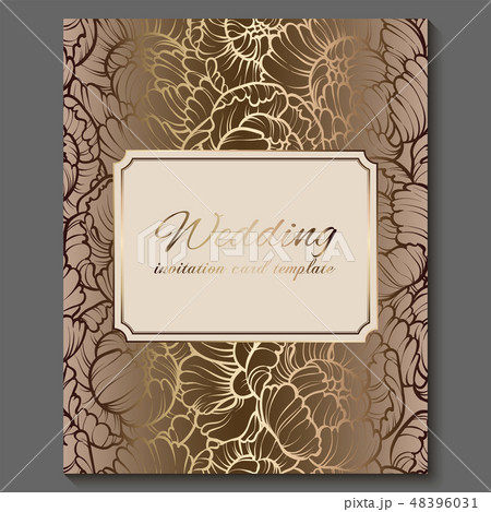 Antique royal luxury wedding invitation, gold 48396031