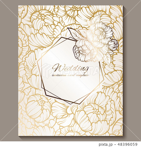 Antique royal luxury wedding invitation, gold 48396059