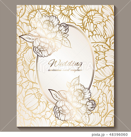 Antique royal luxury wedding invitation, gold 48396060